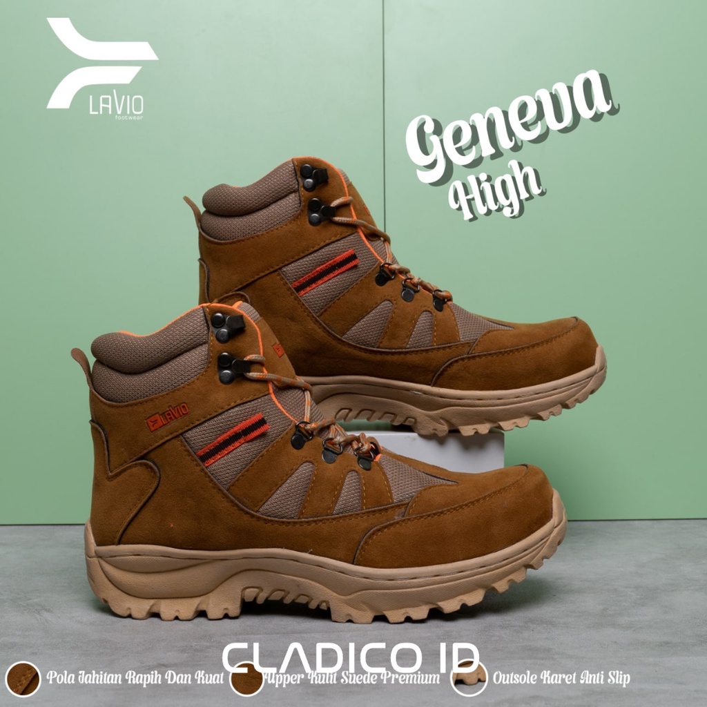 LAVIO Sepatu Safety Boot Tinggi Geneva High Premium Quality Ujung Besi Kerja Lapangan Proyek Outdoor Mendaki Gunung Haiking Sefty Shoes Cowok Outdoor Tracking