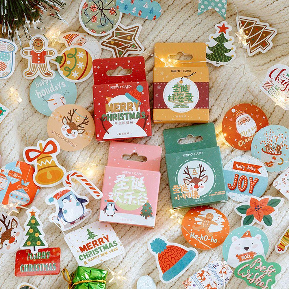 Populer 45pcs/Boxed Paper Sticker New Berkah Diary Label Merry Christmas Series