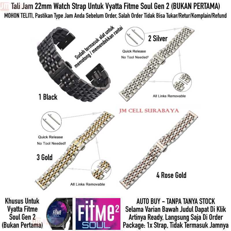 Dual Color Watch Strap Vyatta Fitme Soul Gen 2 - Tali Jam Tangan 22mm Stainless Steel