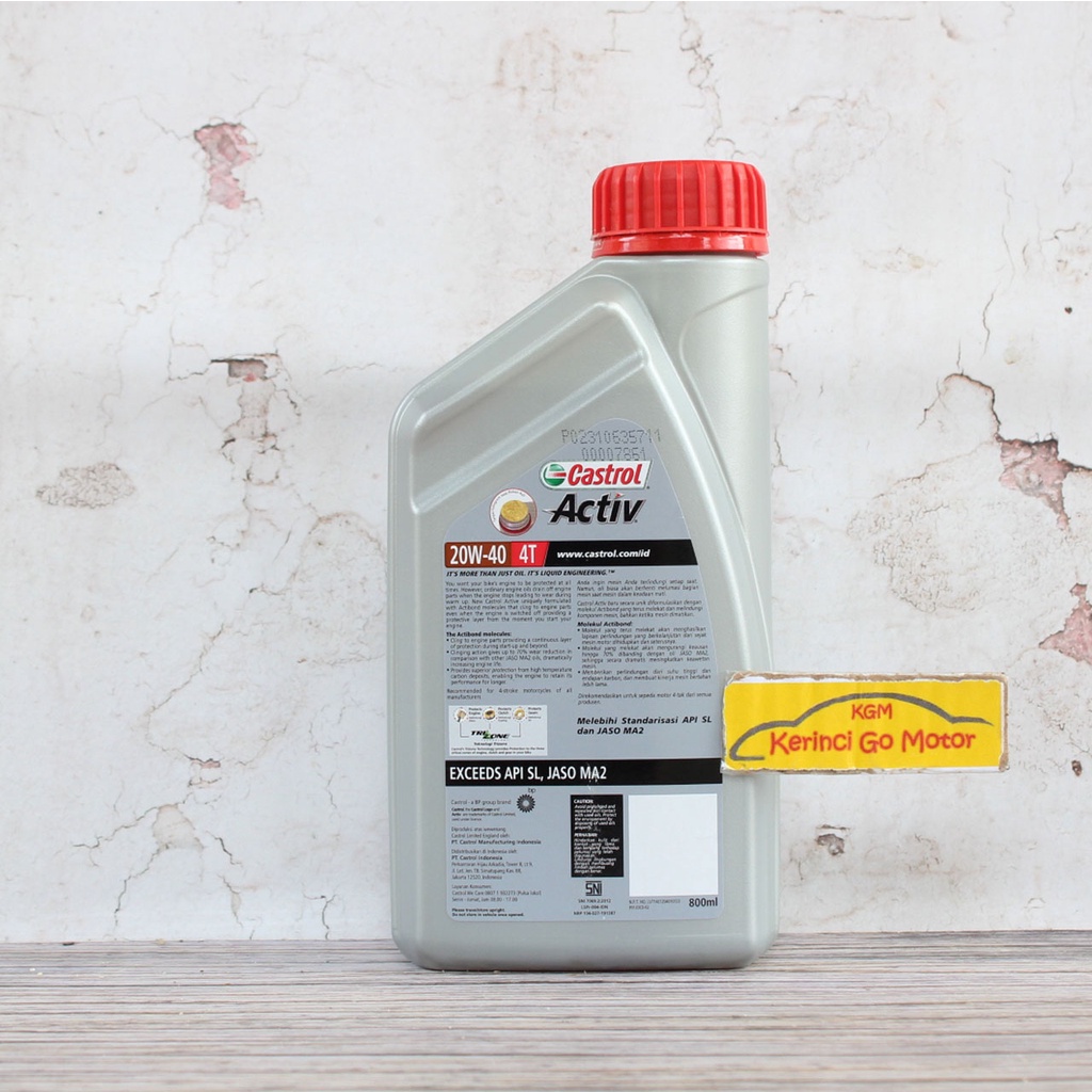 OLI CASTROL ACTIVE 4T 20W-40 0.8L - OLI MOTOR CASTROL ACTIVE 4T 20W40