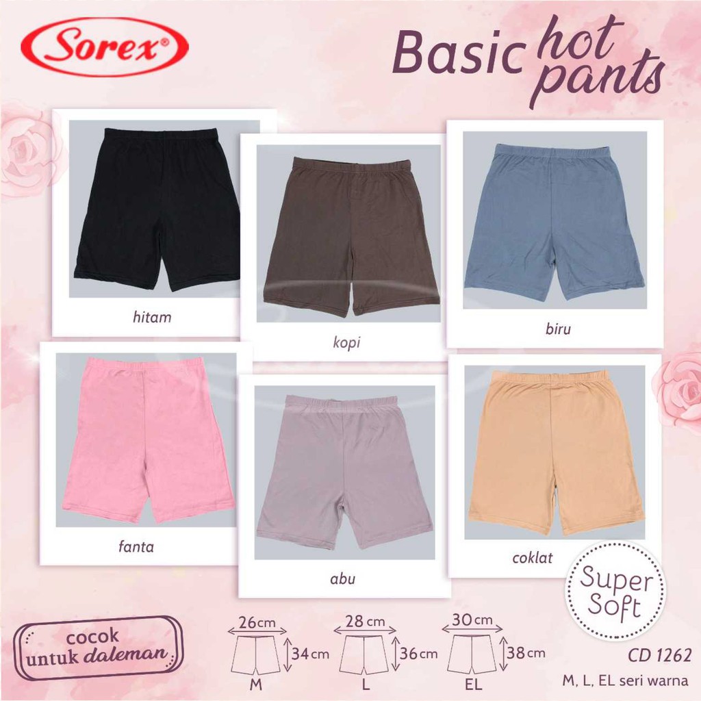 Short Sorex 1262 Super Soft / CD Celana Dalam Boxer Wanita Sorex Hot Pants | Bwr