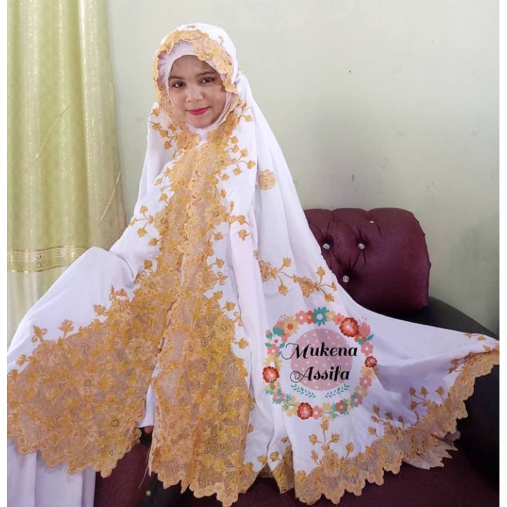 Mukena bordir mukena KD bukittinggi padang putih emas by mukena assifa
