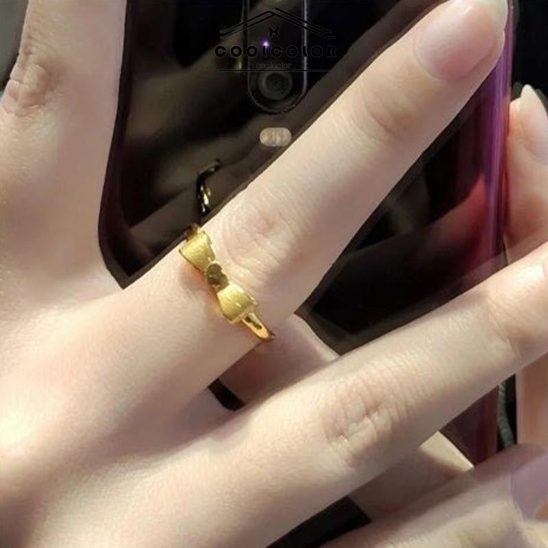 COD❤️Cincin kupu-kupu Busur Pembukaan Jari Telunjuk Disesuaikan Anti Karat Dan Luntur Mewah Aksesoris Fashion Perhiasan Fashion Simple Murah