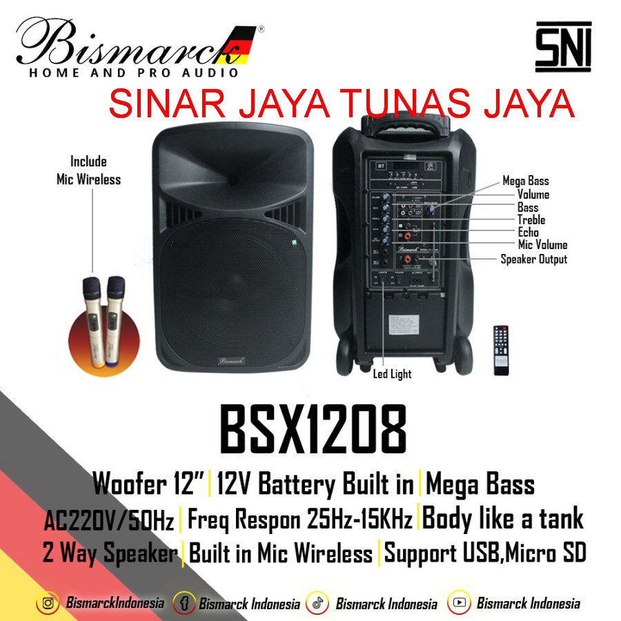 Speaker Portable Bismarck BSX 1208 BSX1208 BLUETOOTH