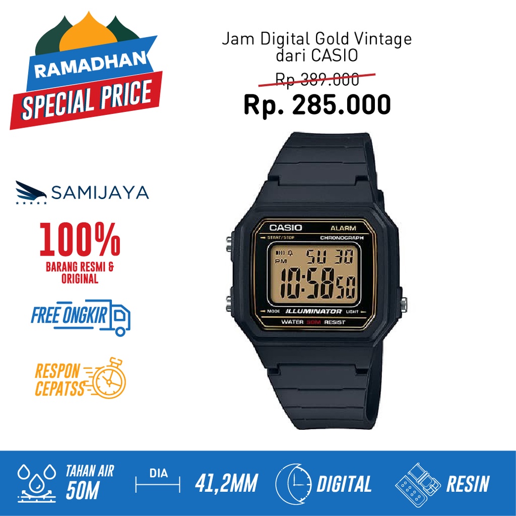 SALE Jam Tangan Pria Digital Casio Rubber Gold Original Resmi