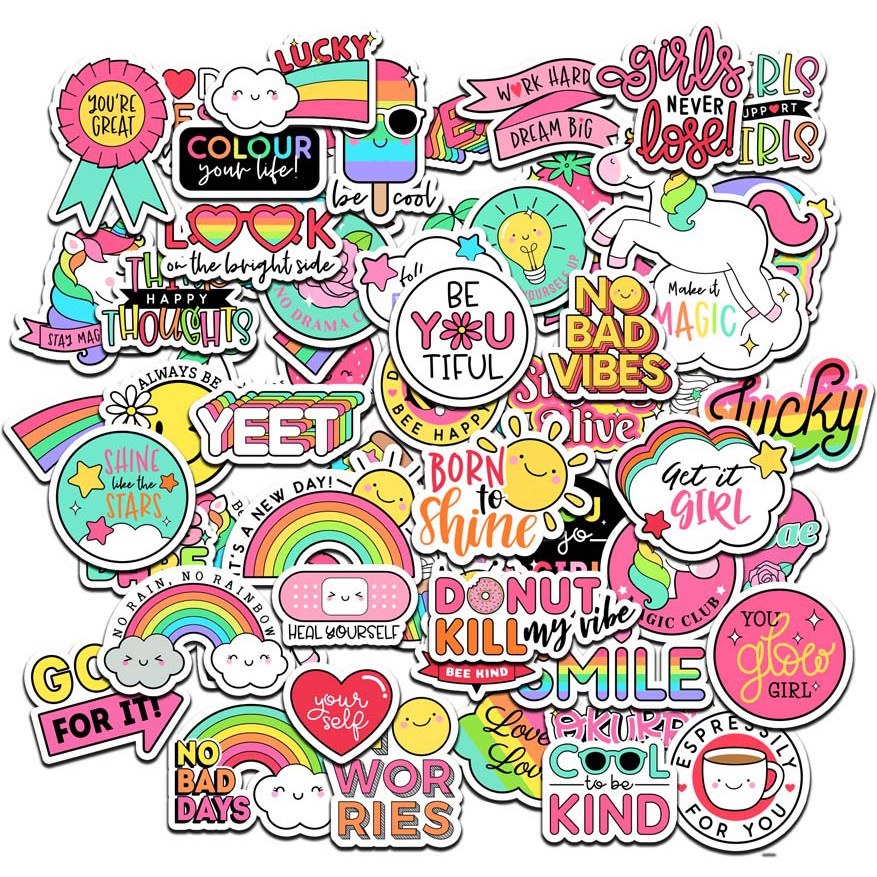 

55 PCS STIKER GOOD VIBES KAWAII LAPTOP HP JURNAL Scrapbook Diary Album Foto
