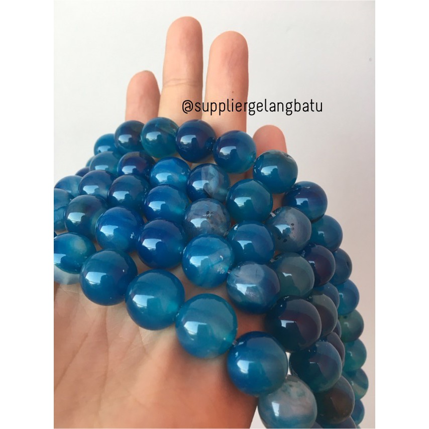 12mm aquamarine kilap grade natural aksesoris korea gelang kalung batu beads supplier craft fashion