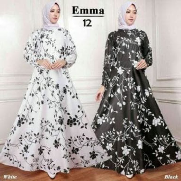 Gaun / dress wanita / cewe MAXI EMMA BAJU MAXY  MUSLIM GAMIS WANITA DEWASA MURAH KEKINIAN - Navy unt