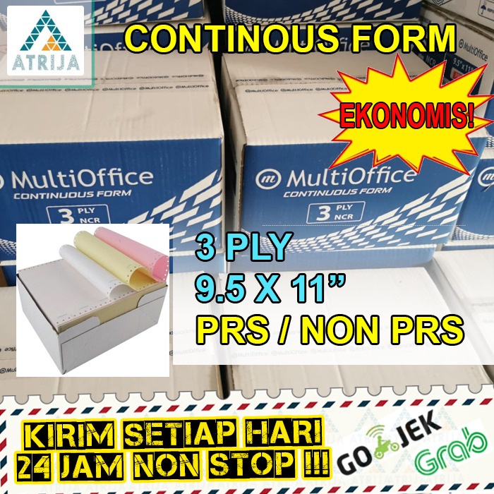 

Continuous Form 9.5 x 11 - 3 Ply. Kertas Komputer Rangkap 3 ECO