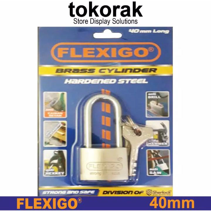 GEMBOK BRASS 40MM PJG FLEXIGO SHERLOCK ANTI CAIRAN POTONG PALU TOKO