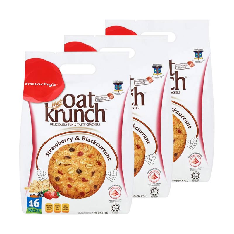 

Munchy's Oat Krunch Strawberry & Blackcurrant Sereal [416 g/3 Pcs]