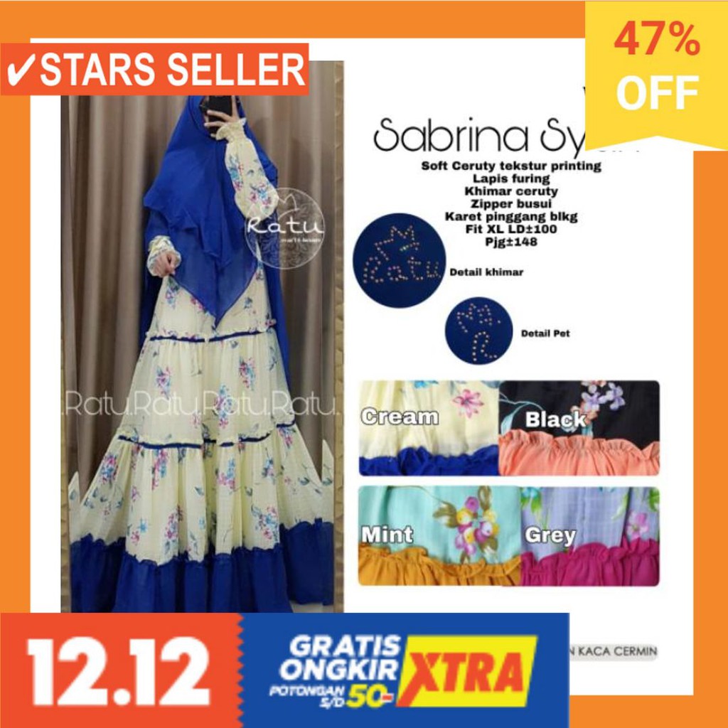 GAMIS MEWAH CANTIK MURAH BAJU ATASAN SET SETELAN TUNIK / SABRINA SYAR'I VOL 73 BY ORIGINAL RATU