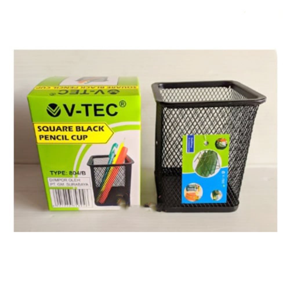 

V-TEC DESK PEN KOTAK VT-804 BLACK HITAM TEMPAT PENSIL PULPEN KOTAK