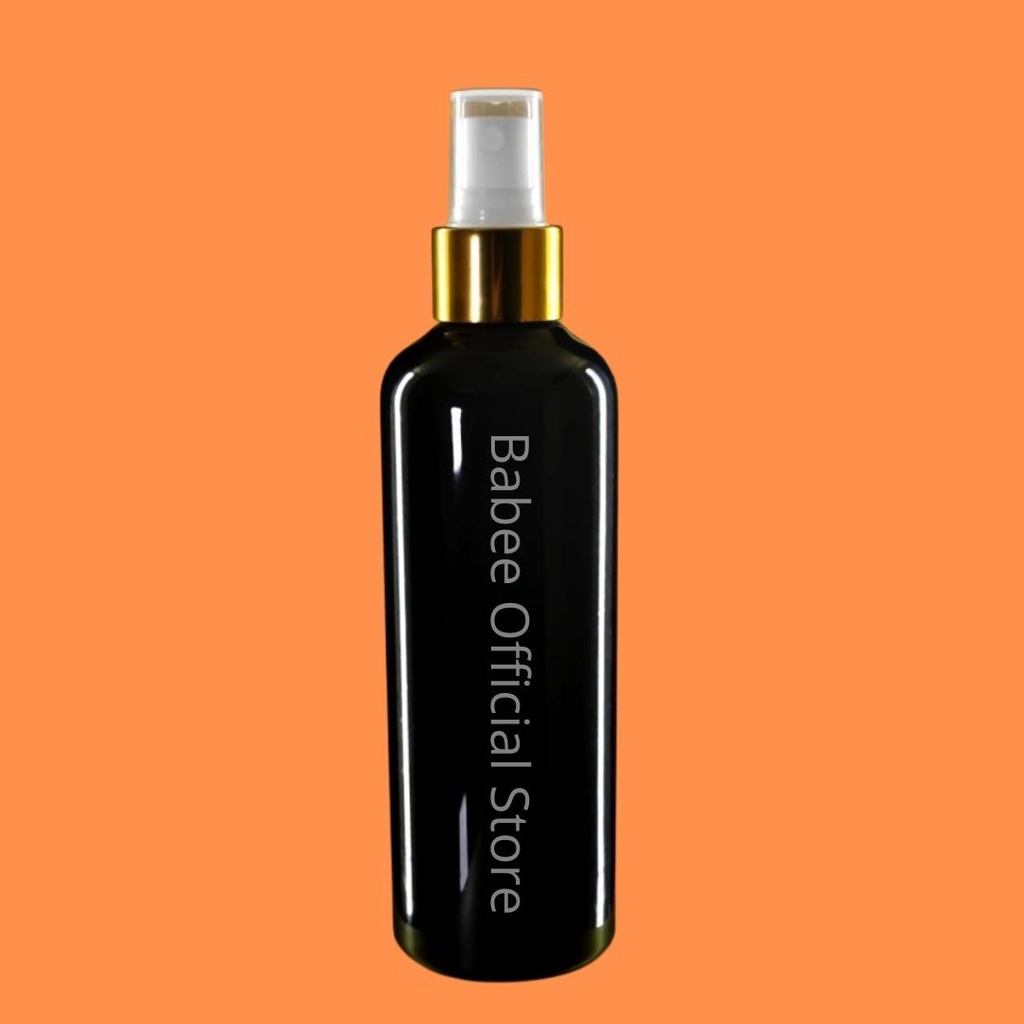 BABEE - BOTOL 250ML HITAM SPRAY GOLD HALF CAP/ BOTOL SPRAY 250ML HITAM / BOTOL PLASTIK 250ML HITAM WADAH ISI ULANG