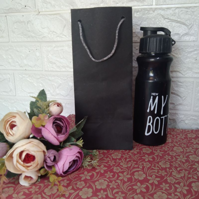 paperbag ukuran 10x10x25/my bottle/souvenir botol hitam