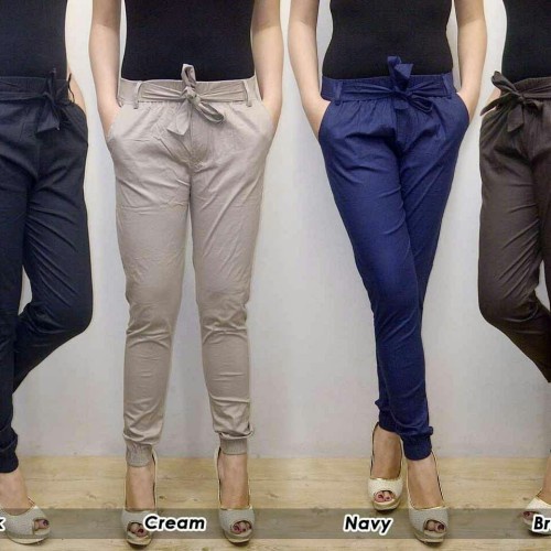 JOGER KATUN CELANA PANJANG PINGGANG KARET HAREM JOGGER WANITA CEWEK KEKINIAN TERBARU ANTI BEGAH STANDART SIZE CREAM HITAM ABU NAVY COKLAT