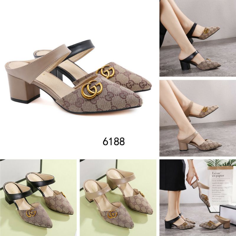 Gucci Logo GG Canvas Block Heels Shoes 6188