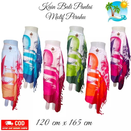 Kain Bali/Sarung Pantai/Selimut Pantai/Selendang Bali/Pashmina/Syal/Background foto/Hiasan Dinding/Dress/Tirai-Gorden/Motif Pantai Kapal
