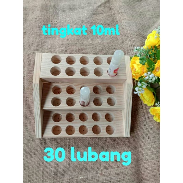 tatakan parfum tingkat 10ml/display parfum kayu/rak parfum tingkat