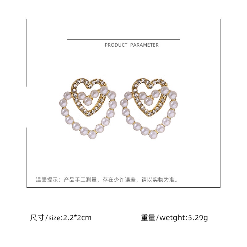 Sterling silver jarum Korea double cinta mutiara anting-anting XIAOXIANGFENG fashion tren elegan stu