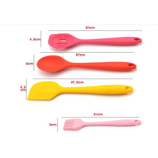 Silicone Utensil Set 10 pcs / peralatan masak sutil spatula silikon warna warni