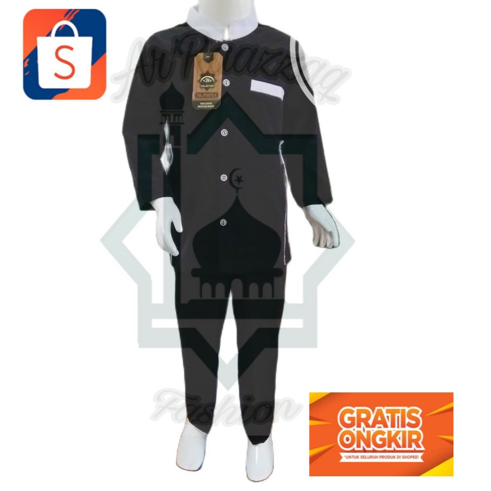 Baju koko anak laki laki jasko warna hitam / Baju muslim anak laki laki jasko hitam.