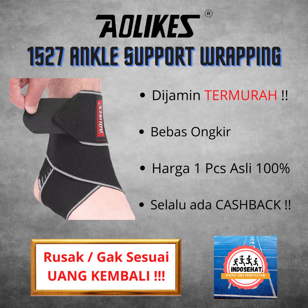 AOLIKES 1527 Ankle Support Wrap / Ankle Brace - Deker Pelindung Engkel Kaki Gym , Basket , Bola