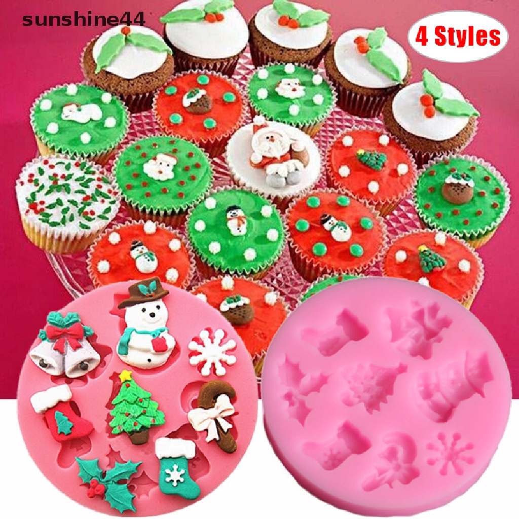 Sunshine Cetakan Fondant / Cokelat / Pastry / Permen Bahan Silikon Bentuk Santa Claus Natal