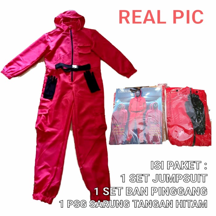 Kostum Squid Game Jumpsuit Merah MoneyHeist Seragam Merah KPOP Murah Harga Grosir Termurah