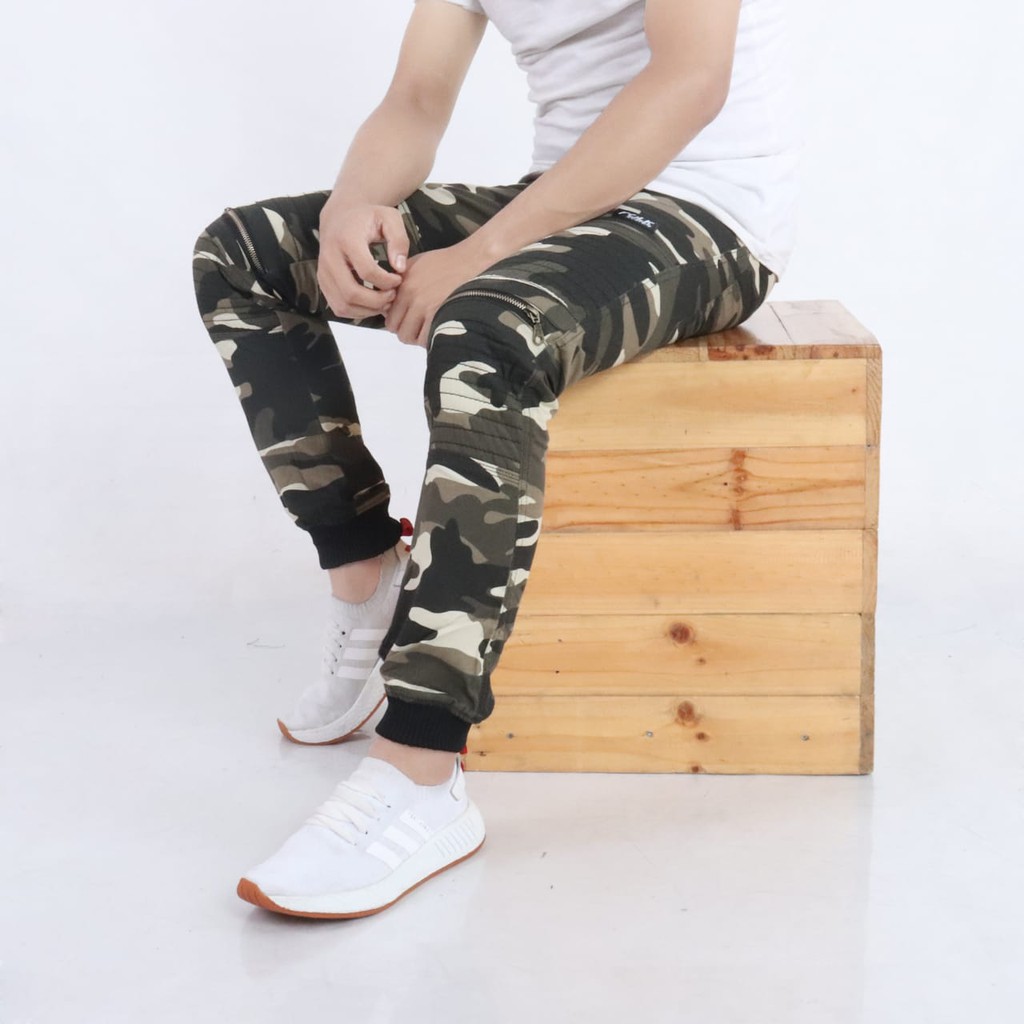 Celana Panjang Joger Jogger Sepeda Casual Ziper Army Original