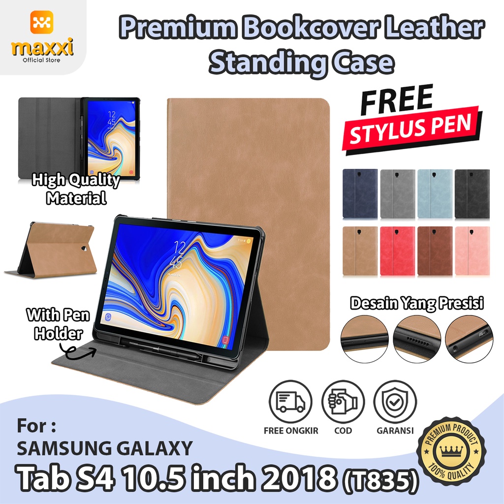 Samsung Tab S4 10.5 inch 2018 A7 Lite T225 T835 Premium Bookcover Leather Flip Case Cover Casing Sta