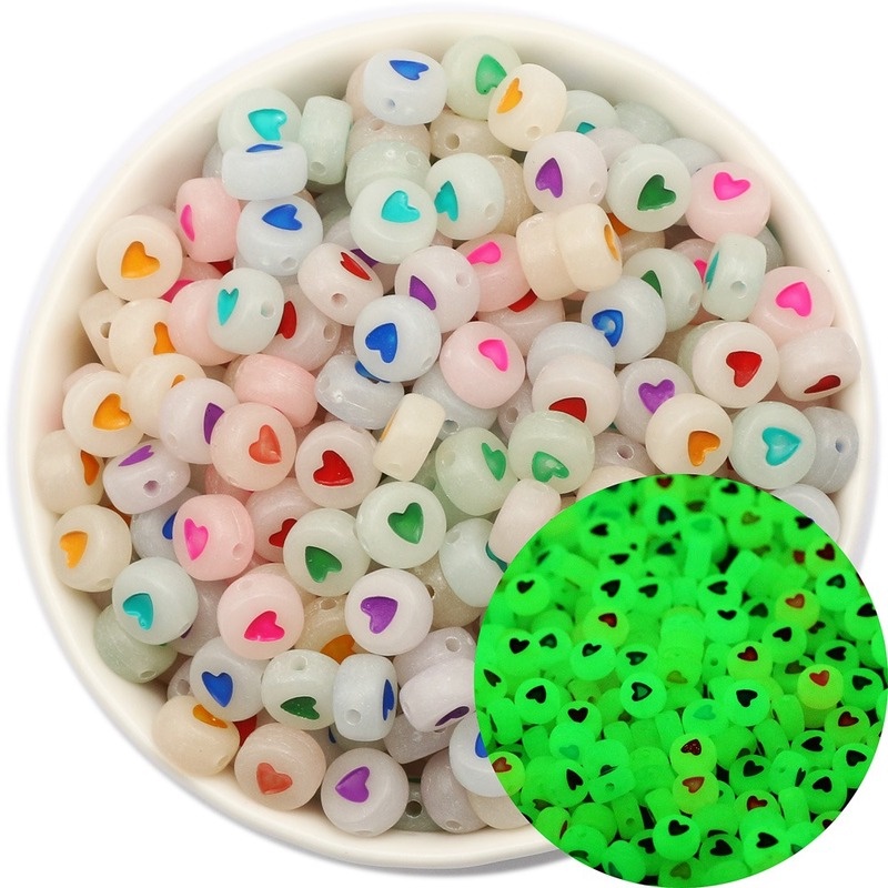 100pcs / Lot Manik-Manik Glow In The Dark Ukuran 4x7mm