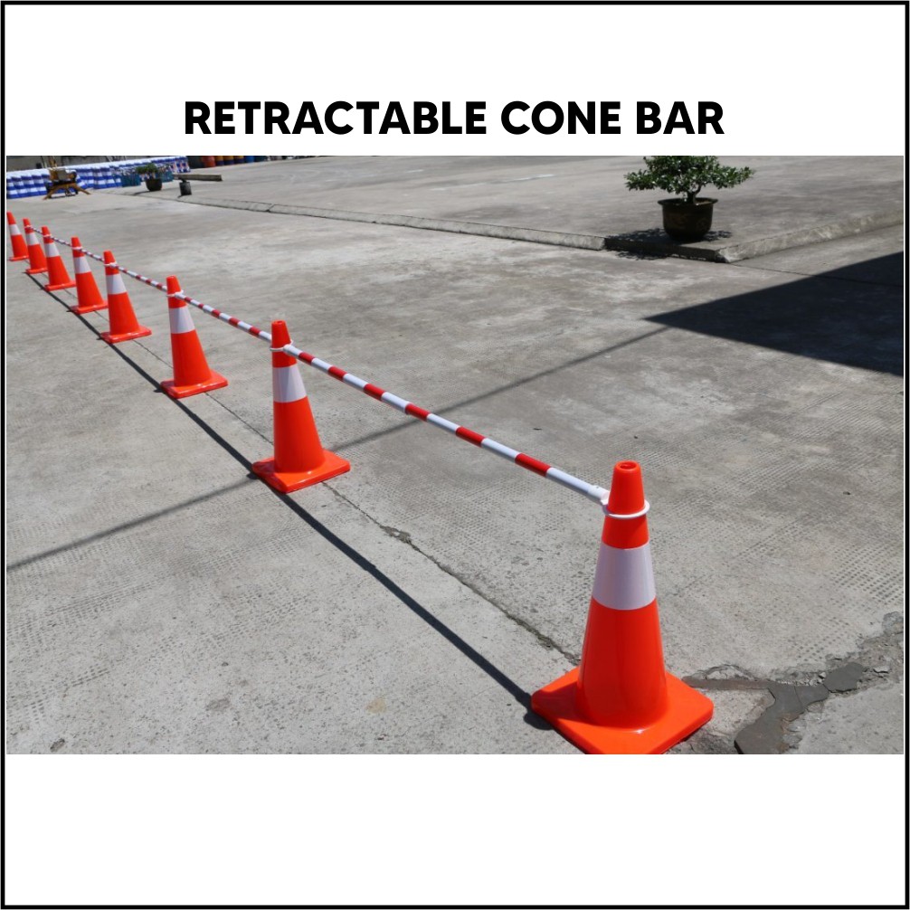 RETRACTABLE CONE BAR / STICK PENGHUBUNG TRAFFIC CONE PENGHALANG - HITAM KUNING