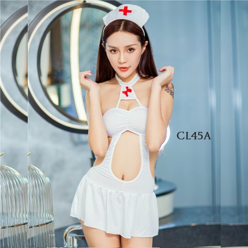 [TRUSTED SELLER] SEXY COSTUME NURSE LINGERIE SERAGAM PERAWAT SEKSI PUTIH CL45A