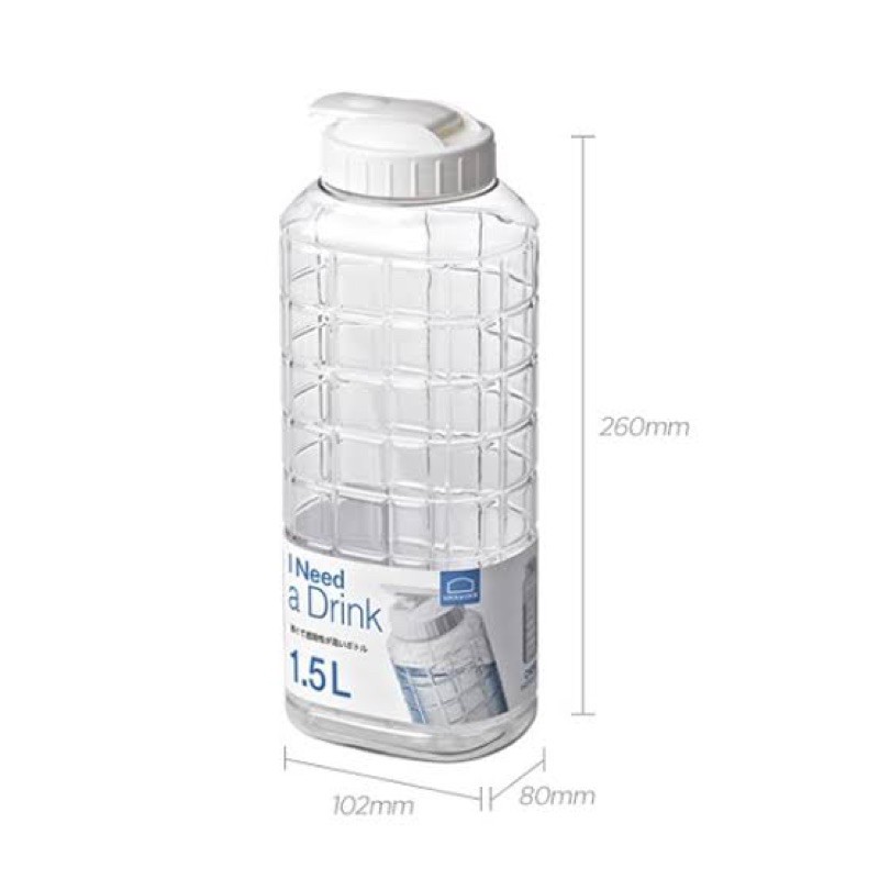 LOCK&amp;LOCK Lock &amp; and n Lock Chess Water Bottle Pet 1L 1 L 1000ML 1000 1.5 L 1.5L 1,5 1,5L 1500 mL 1500ml Botol Air Tempat Minum Tumbler Kulkas BPA FREE Ukuran Besar Jumbo HAP812 LockandLock