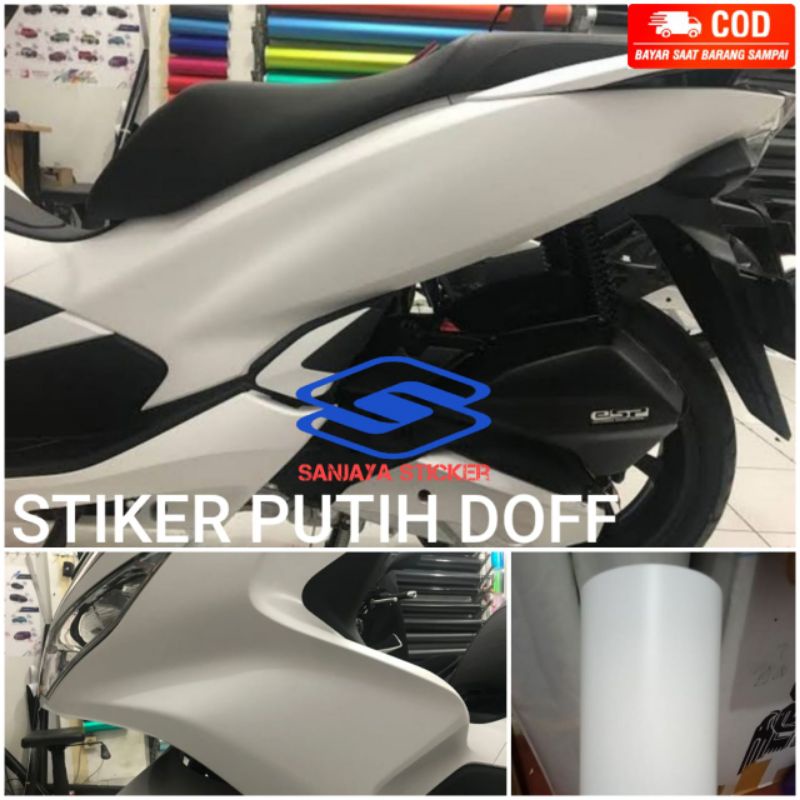 Stiker Skotlet Putih Stiker motor putih doff Skotlet motor putih doff dan glossy