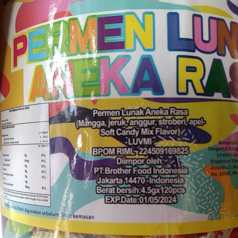 Permen lunas rasa buah per pcs