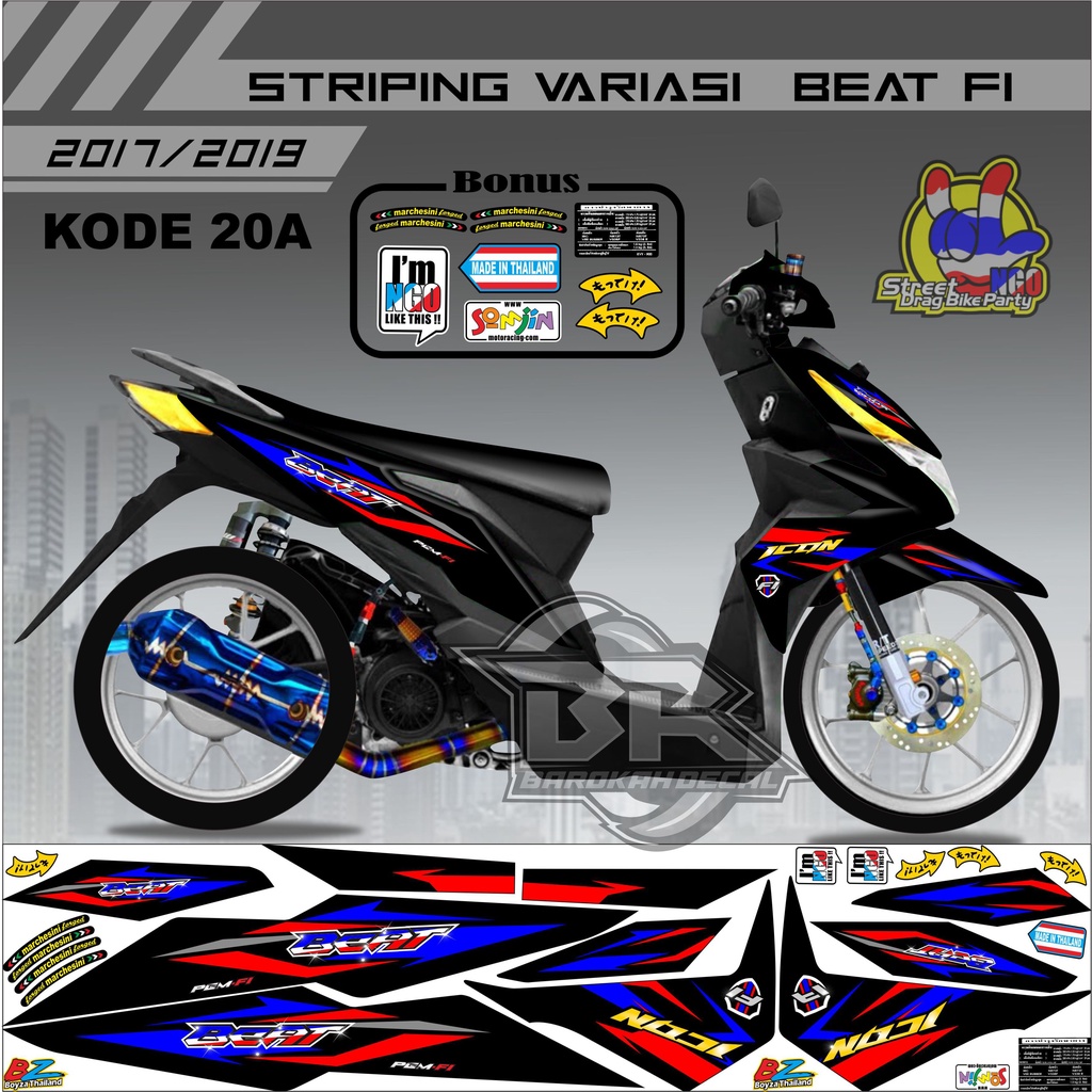 Striping Beat 2017-2019 Stiker Lis Motor Beat kode 20