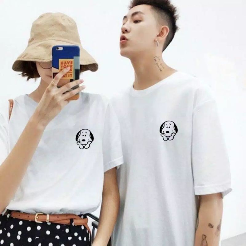 Kaos couple snoppy M L XL - baju pasangan pilih size jumbo