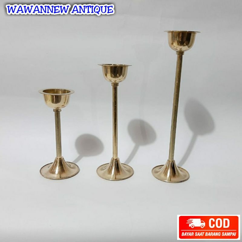 Tempat Lilin Polos Aromaterapi Kuningan Antik Murah 25cm - Candle Holder