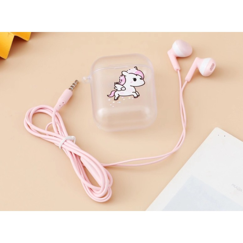 [XY-54] Set Headset Earphone UNICORN / Wadah Earphone Kotak Transparan Kartun UNICORN Lucu