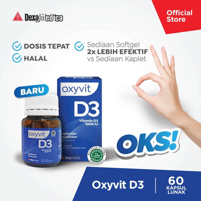 OXYVIT VITAMIN D3 1000 IU VIT D1000IU PENYERAPAN KALSIUM FOSFOR TULANG