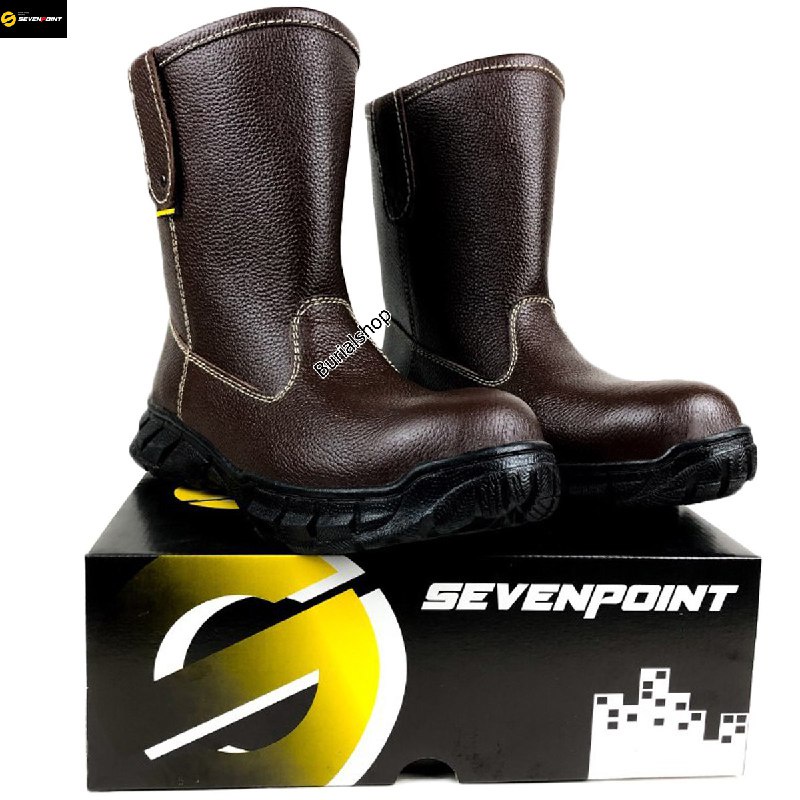 Sepatu Safety Boots Proyek Kulit Sapi Asli Kerja Lapangan Septi Sefty Ujung Besi 05 BS