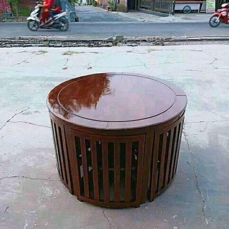 meja makan bulat set 6 kursi kedalam jati jepara