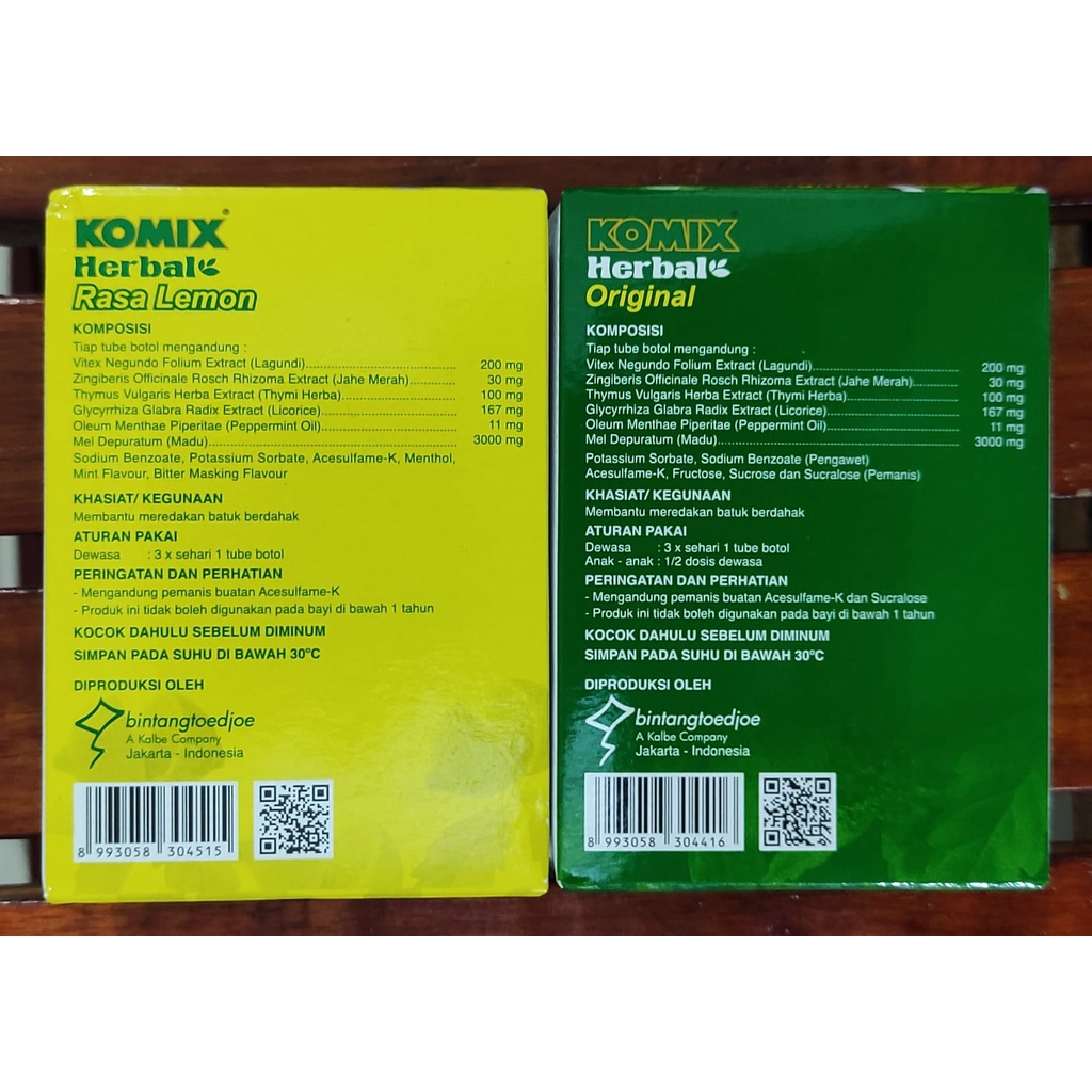 Komix Herbal 60 ML / Meredakan Batuk Berdahak / Rasa Original / Rasa Lemon / 4 Botol Kecil (@15ML)