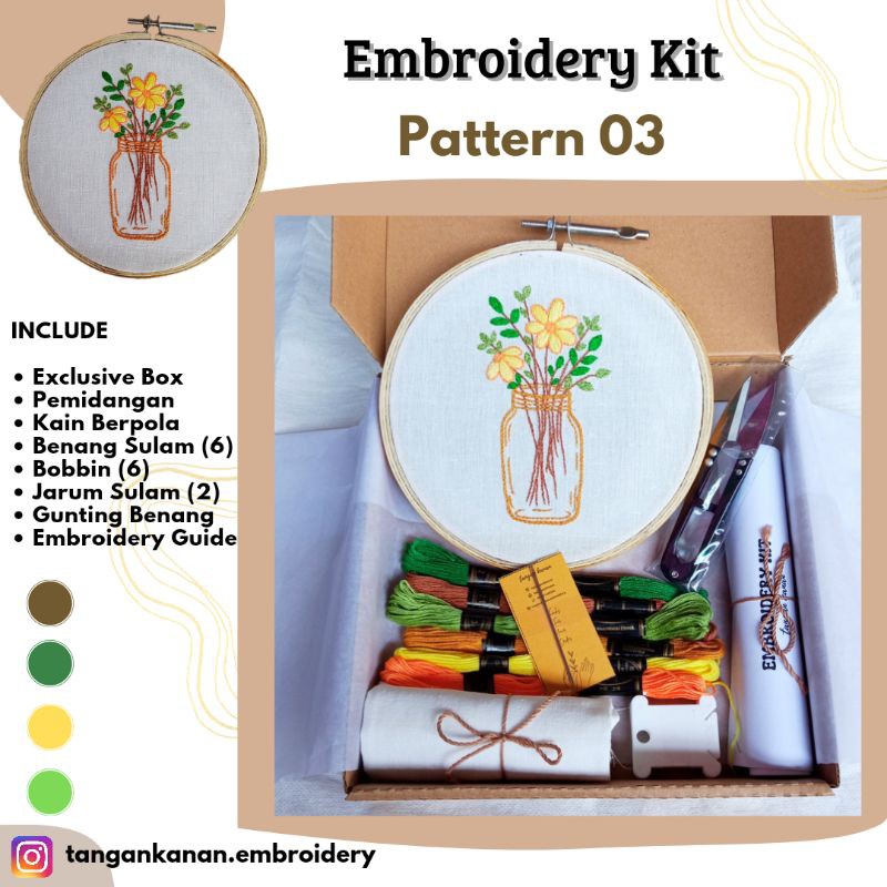 Embroidery Kit Flower - Paket Sulam Tangan Berpola Termurah