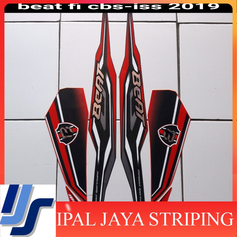 striping lis stripping sticker motor beat fi cbs-iss 2019 hitam-merah