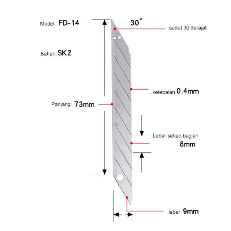 

Pisau Cutter Pelatuk Asli FD-14 Tahan Lama 8 Bagian