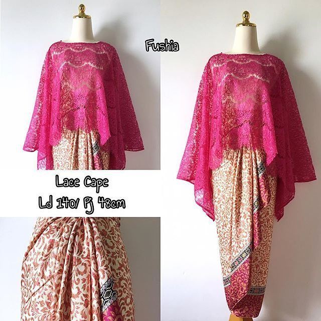 Setelan Kebaya Brukat Set Kebaya Modern Lace Cape Fushia dan Lainnya