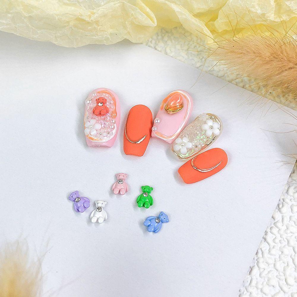 Augustina Bear Nail Art Perhiasan Logam Lucu Kartun Berlian Beruang DIY Nail Art Ornamen